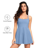 Popilush? Sports Tennis Dress Pet Hair Resistant Crisscross Back Workout Shapewear Dress