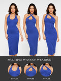Popilush? Bodycon Summer Dress Low Back Built-In Shapewear Backless Halter Midi Dress