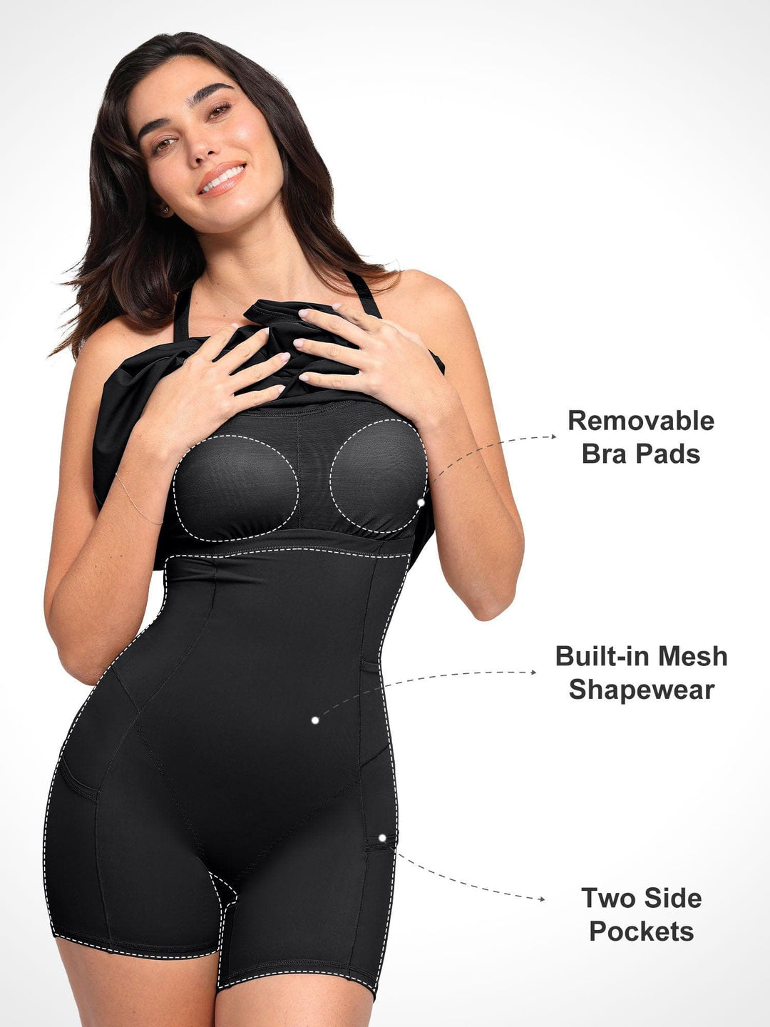 Popilush? Built-In Shapewear Pet Hair Resistant Crisscross Back Workout Dress