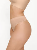 Seamless Durable Solid Soft Mid-Rise Thong Brief