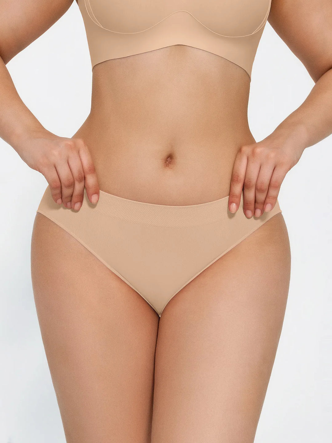 Seamless Solid Pressure-free Stretchy Fit Mid-Rise Brief