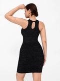 Shapewear Jewel Neckline Metallic Seamless Sculpting Dress