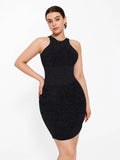 Shapewear Jewel Neckline Metallic Seamless Sculpting Dress