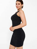 Shapewear Jewel Neckline Metallic Seamless Sculpting Dress