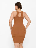 Shapewear Jewel Neckline Metallic Seamless Sculpting Dress