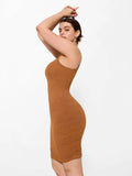 Shapewear Jewel Neckline Metallic Seamless Sculpting Dress