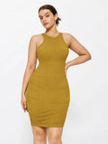 Shapewear Jewel Neckline Metallic Seamless Sculpting Dress