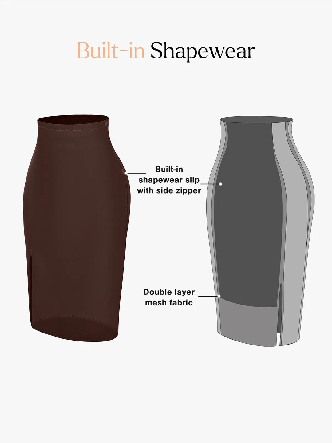 Built-In Shapewear Leather Skirt