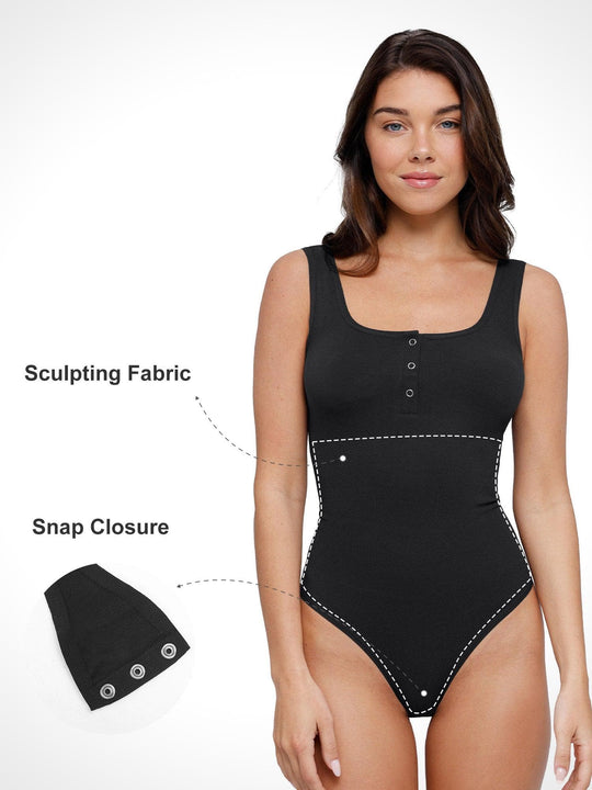 Popilush? Comfy Tops Body Shaper Tank Seamless Modal Shapewear Square Neck Bodysuit