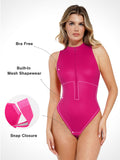 Shapewear Leather Mock Neck Bodysuit