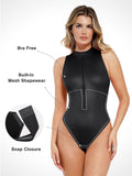 Shapewear Leather Mock Neck Bodysuit