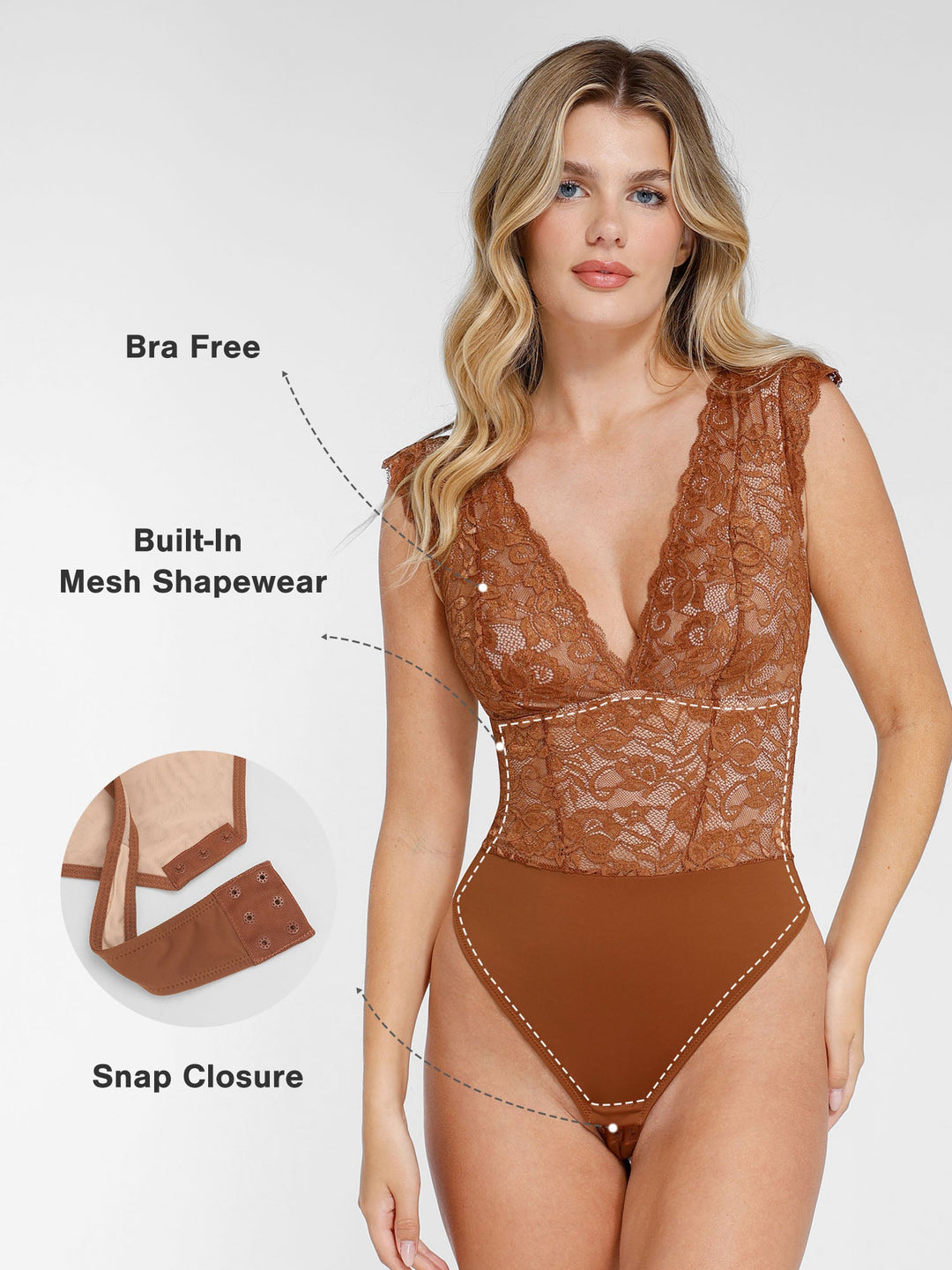 The Shapewear Bodysuit Sleeveless Lace V-Neck