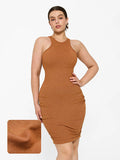 Shapewear Jewel Neckline Metallic Seamless Sculpting Dress