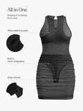 Shapewear Jewel Neckline Metallic Seamless Sculpting Dress