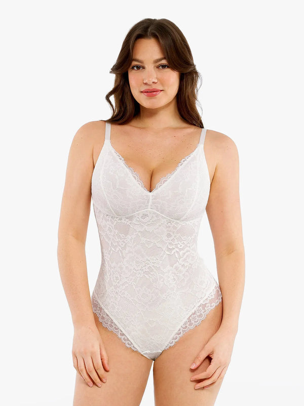 Lace Smooth Firm Control Thong Bodysuit