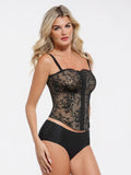 Popilush X Angela Shapewear Leopard Mesh Sculpting Detachable Strap Corset Top