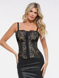 Popilush X Angela Shapewear Leopard Mesh Sculpting Detachable Strap Corset Top