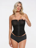 Popilush X Angela Shapewear Leopard Mesh Sculpting Detachable Strap Corset Top