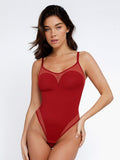 Popilush? Sexy Tops Body Shaper Tank Wine / XS Sheer Mesh Shapewear Slip Thong Bodysuit