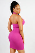 Shapewear Seamless Halter Neck Deep U Mini Dress