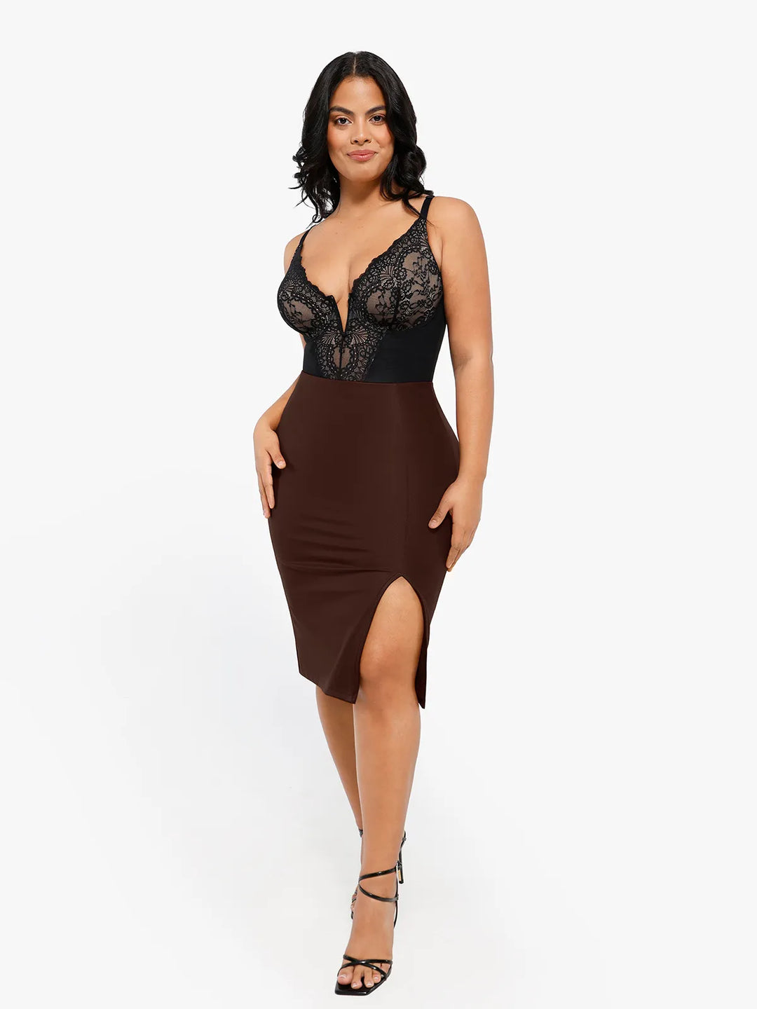 Built-In Shapewear Leather Skirt