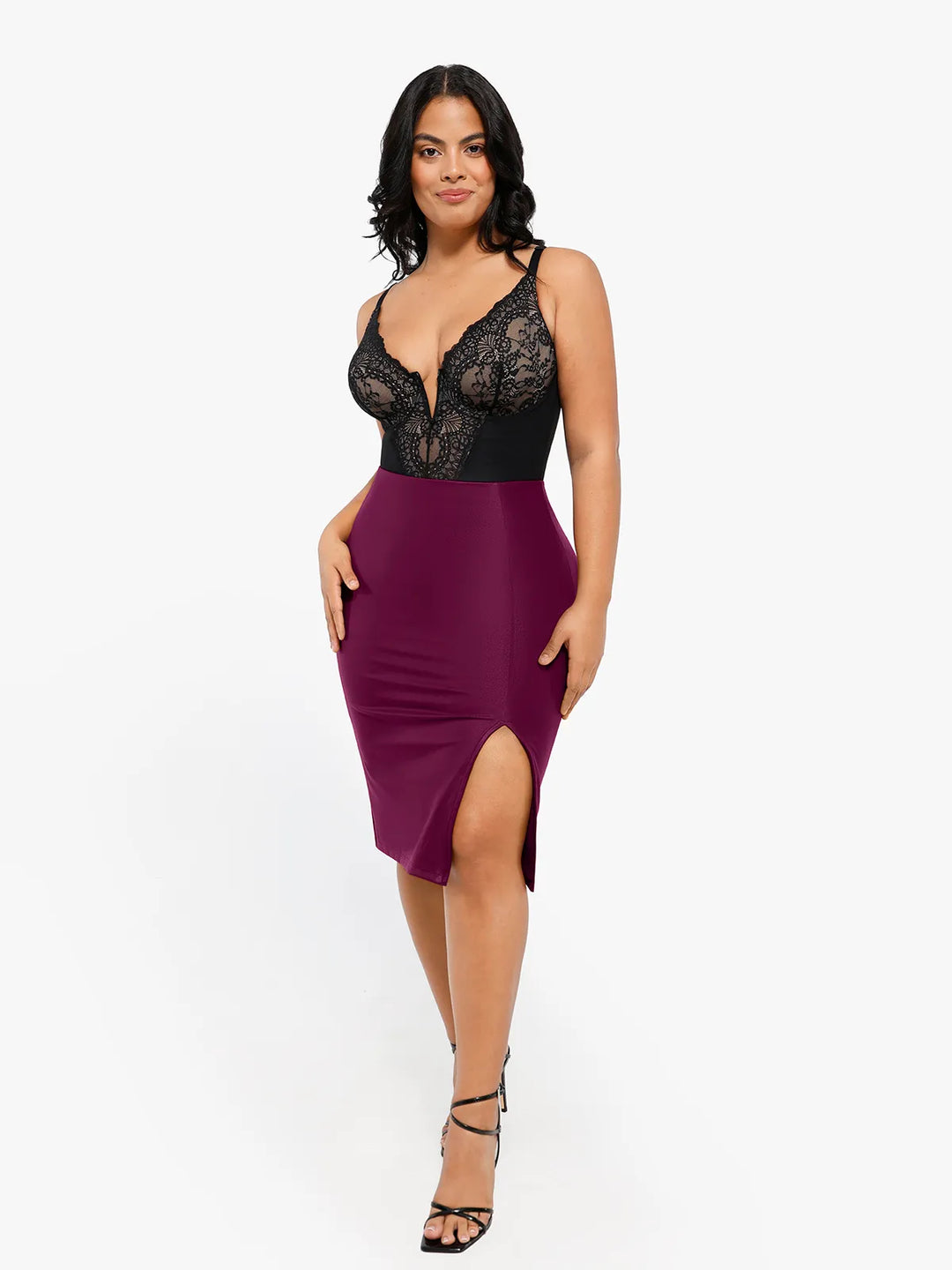 Built-In Shapewear Leather Skirt