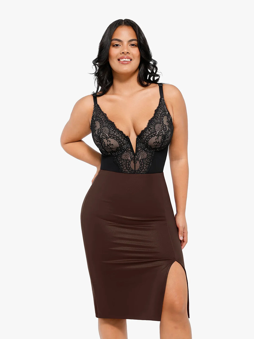 Built-In Shapewear Leather Skirt