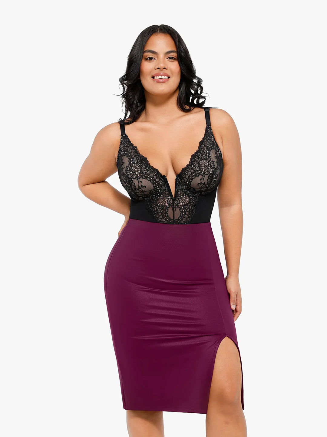 Built-In Shapewear Leather Skirt