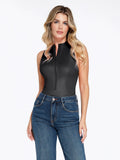 Shapewear Leather Mock Neck Bodysuit