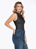 Shapewear Leather Mock Neck Bodysuit