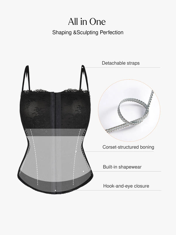 Popilush X Angela Shapewear Leopard Mesh Sculpting Detachable Strap Corset Top