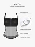 Popilush X Angela Shapewear Leopard Mesh Sculpting Detachable Strap Corset Top