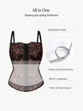 Popilush X Angela Shapewear Leopard Mesh Sculpting Detachable Strap Corset Top