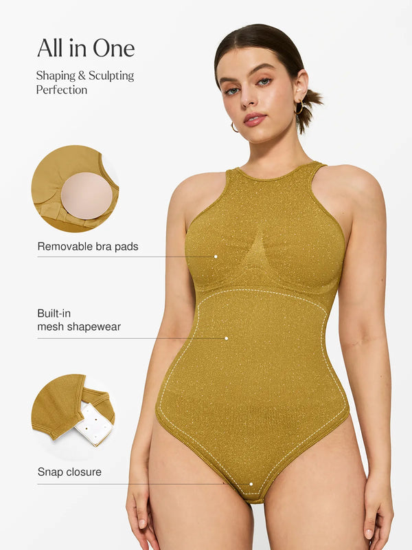 Shapewear Metallic Seamless Tummy-Control Durable Bodysuit