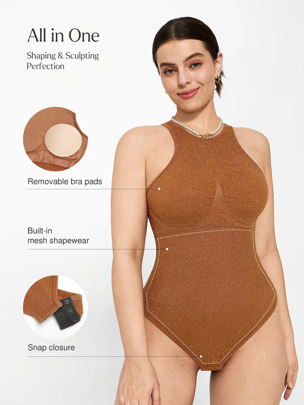 Shapewear Metallic Seamless Tummy-Control Durable Bodysuit