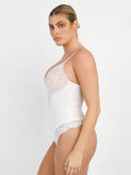 Shapewear Deep-V Neck  Alluring Plunge Lace Thong Bodysuit