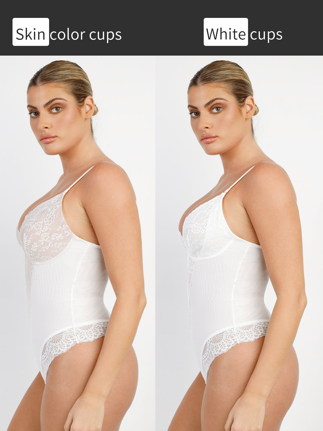 Shapewear Deep-V Neck  Alluring Plunge Lace Thong Bodysuit