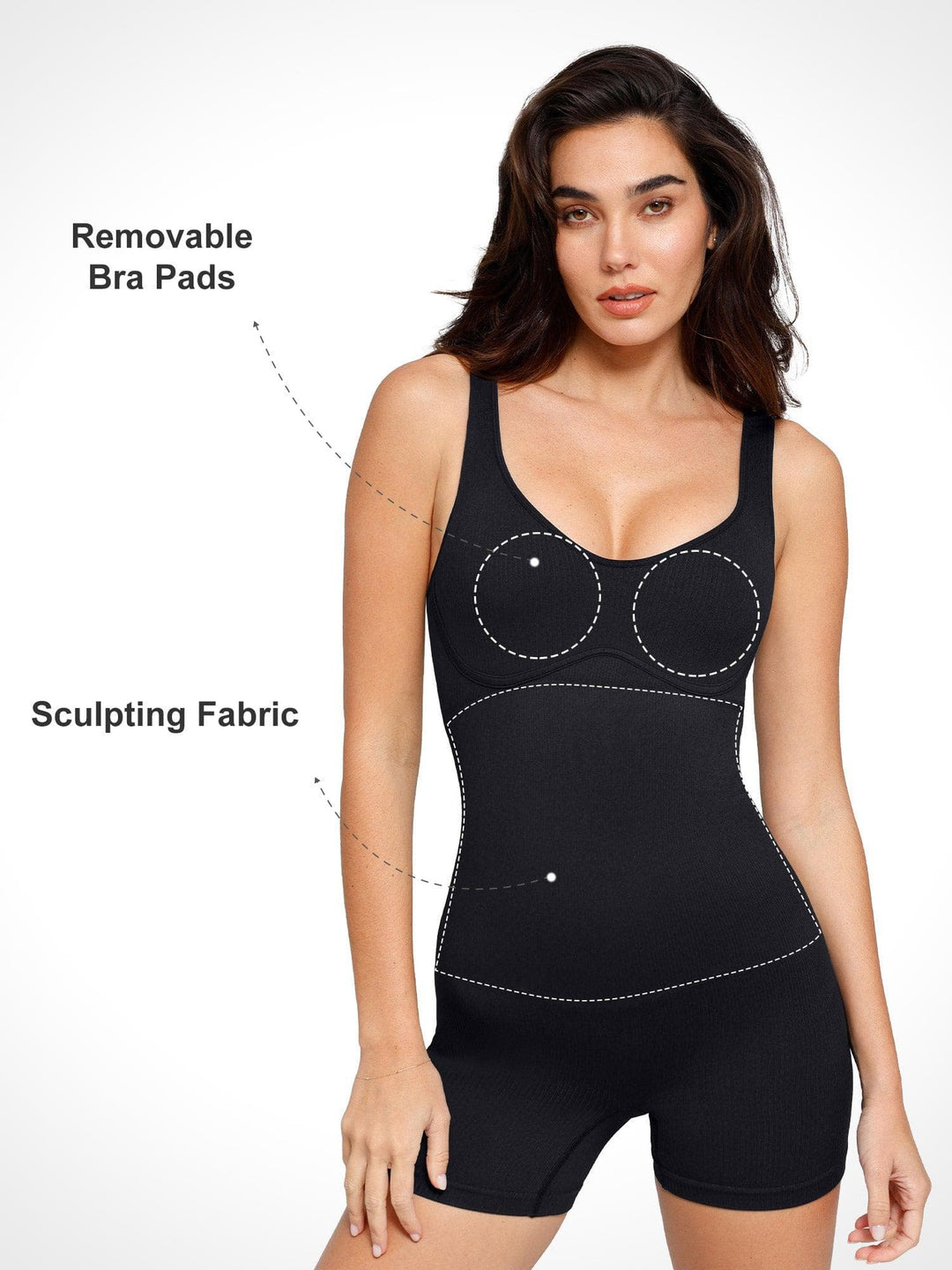 Popilush? Seamless Ribbed V-Neck Shapewear Romper