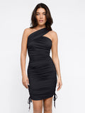 Popilush? Bluetag Built-In Shapewear One Shoulder Ruched Midi Dress