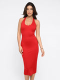 Popilush? Built-in Shapewear Backless Halter Midi Dress