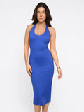 Popilush? Blue / XS Built-in Shapewear Backless Halter Midi Dress