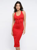 Popilush? Red / XS Built-in Shapewear Backless Halter Midi Dress