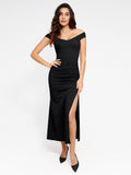 Popilush? Built-in Shapewear Off Shoulder Split Maxi Dress