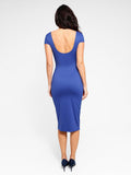 Popilush? Square Neck Backless Short Sleeve Midi Dress