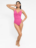 Popilush? Ruched V Neck One-Piece Shapewear Swimsuit