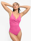 Popilush? Ruched V Neck One-Piece Shapewear Swimsuit