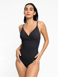 Popilush? Tummy Control Slimming Swimwear Ruched V-Neck One-Piece Shapewear Bodysuit Swimsuit