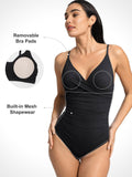 Popilush? Tummy Control Slimming Swimwear Ruched V-Neck One-Piece Shapewear Bodysuit Swimsuit