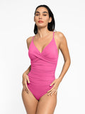 Popilush? Tummy Control Slimming Swimwear Ruched V-Neck One-Piece Shapewear Swimsuit