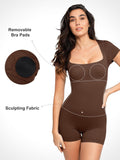 Popilush? Seamless Short-Sleeved T-Neck Sports Jumpsuit Short
